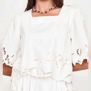 MIRTH White Provence Cutout Eyelet Top Small